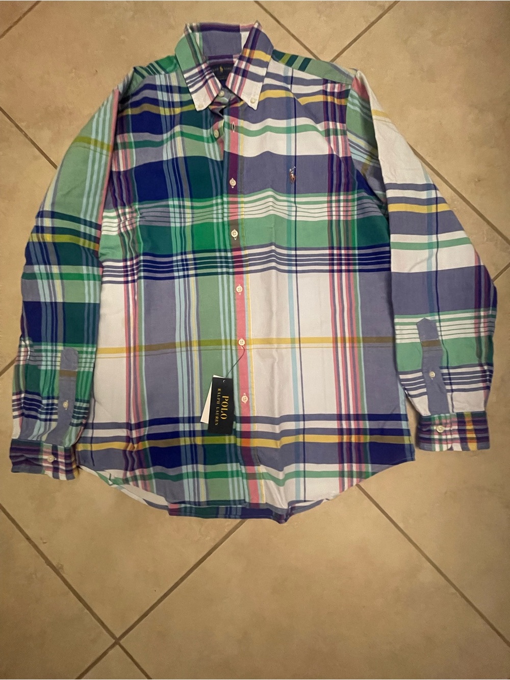 Ralph Lauren Pastel Plaid Button-Down Shirt in Blue, Green & Pink